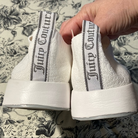 JUICY COUTURE Sz 9.5 White and Silver Rhinestone Pull On Knit Top  Chunky Shoes - Picture 9 of 9